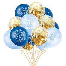 Load image into Gallery viewer, 15pcs 12 Inch Happy 2 years old Birthday Blue Pink Gold Rose Latex Confetti for Kids Birthday Party Cartoon Hat Kids Gifts